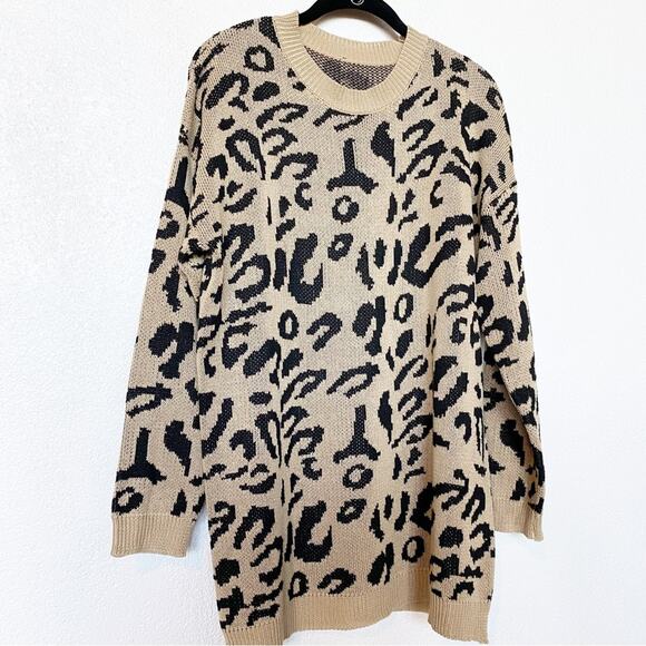PRETTYGARDEN Amazon Crewneck Long Length Leopard Cheetah Print Sweater Small - Picture 4 of 7